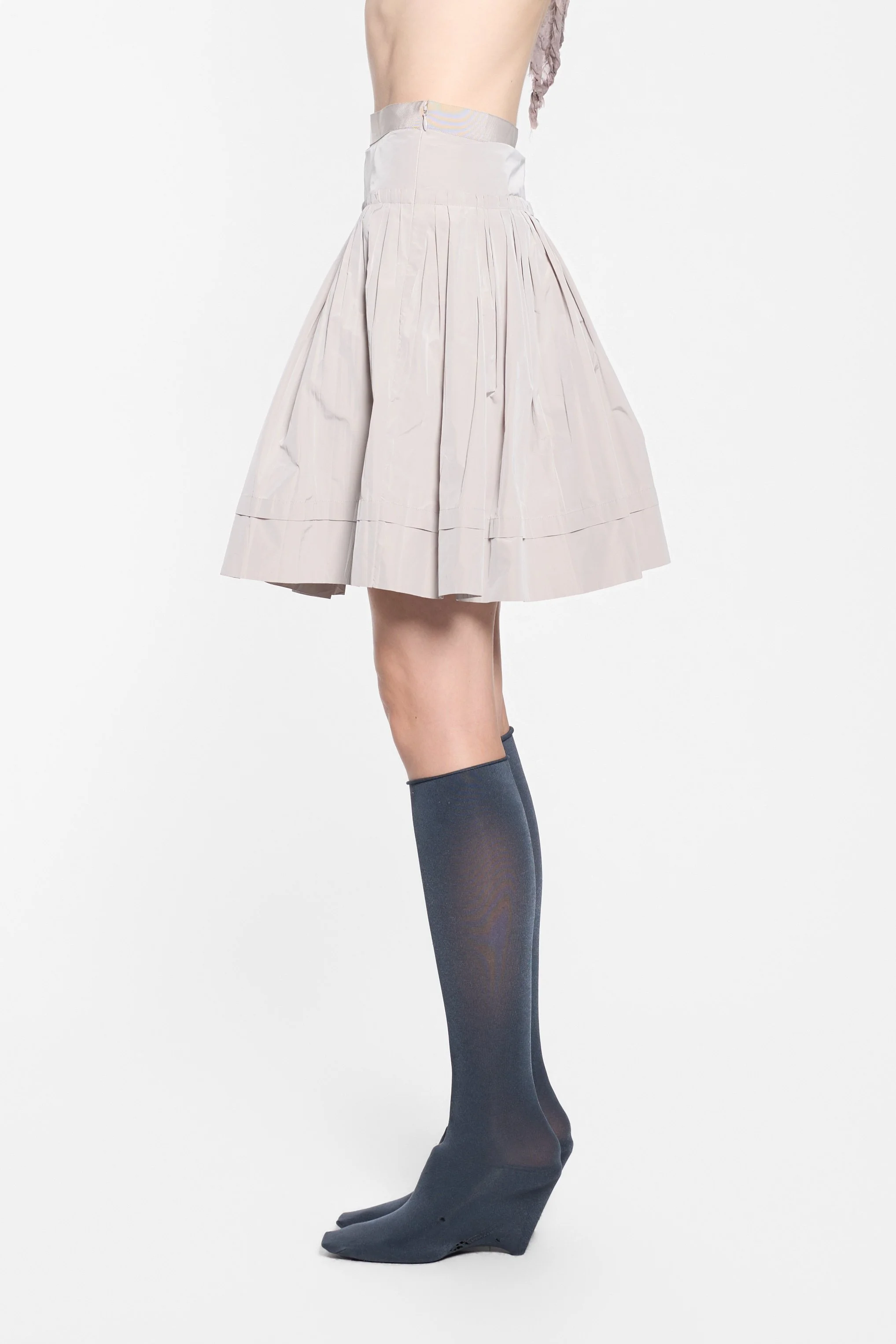 Side view of vintage Untitled flared mini skirt