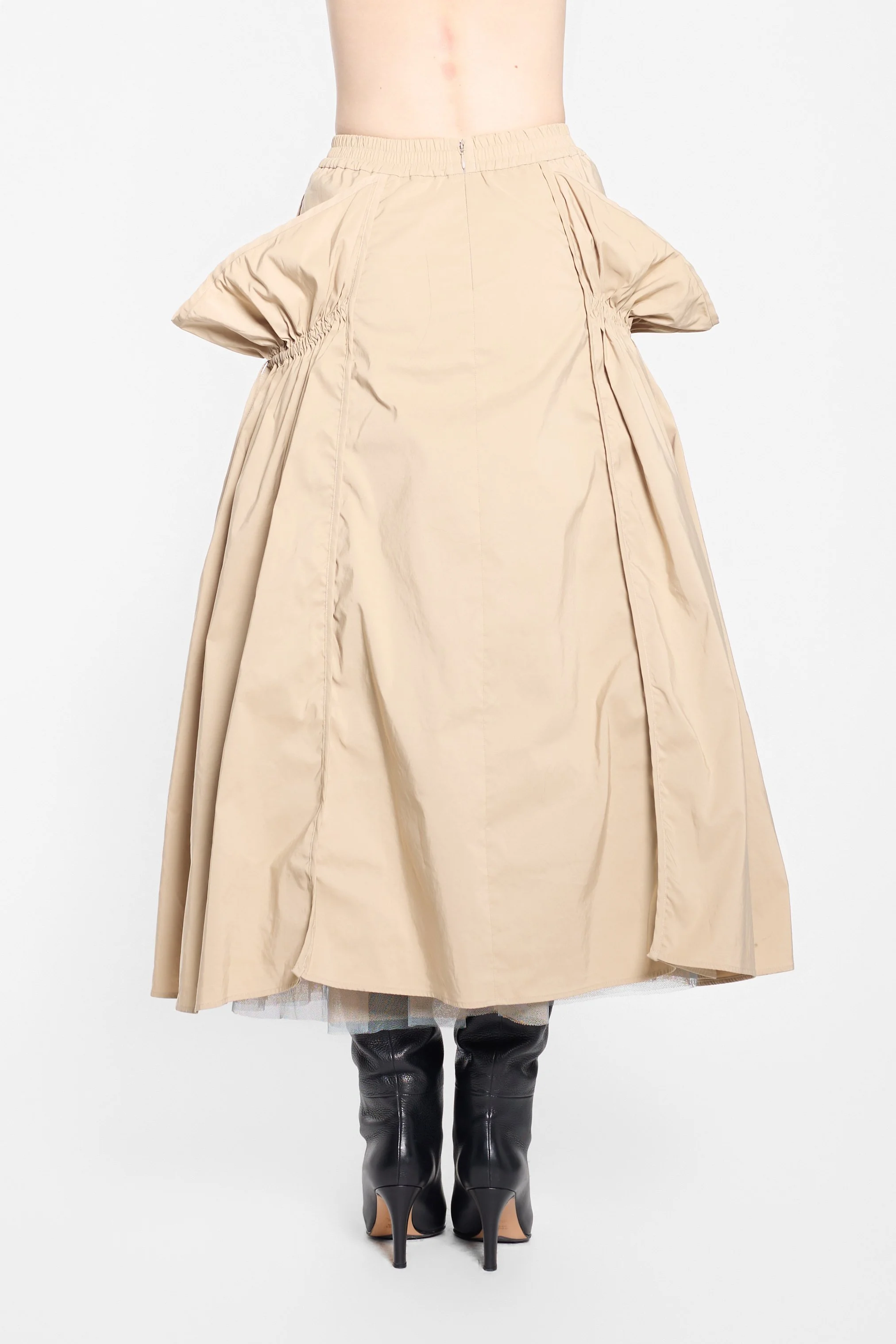 Back view of UN3D cotton nylon A-line skirt
