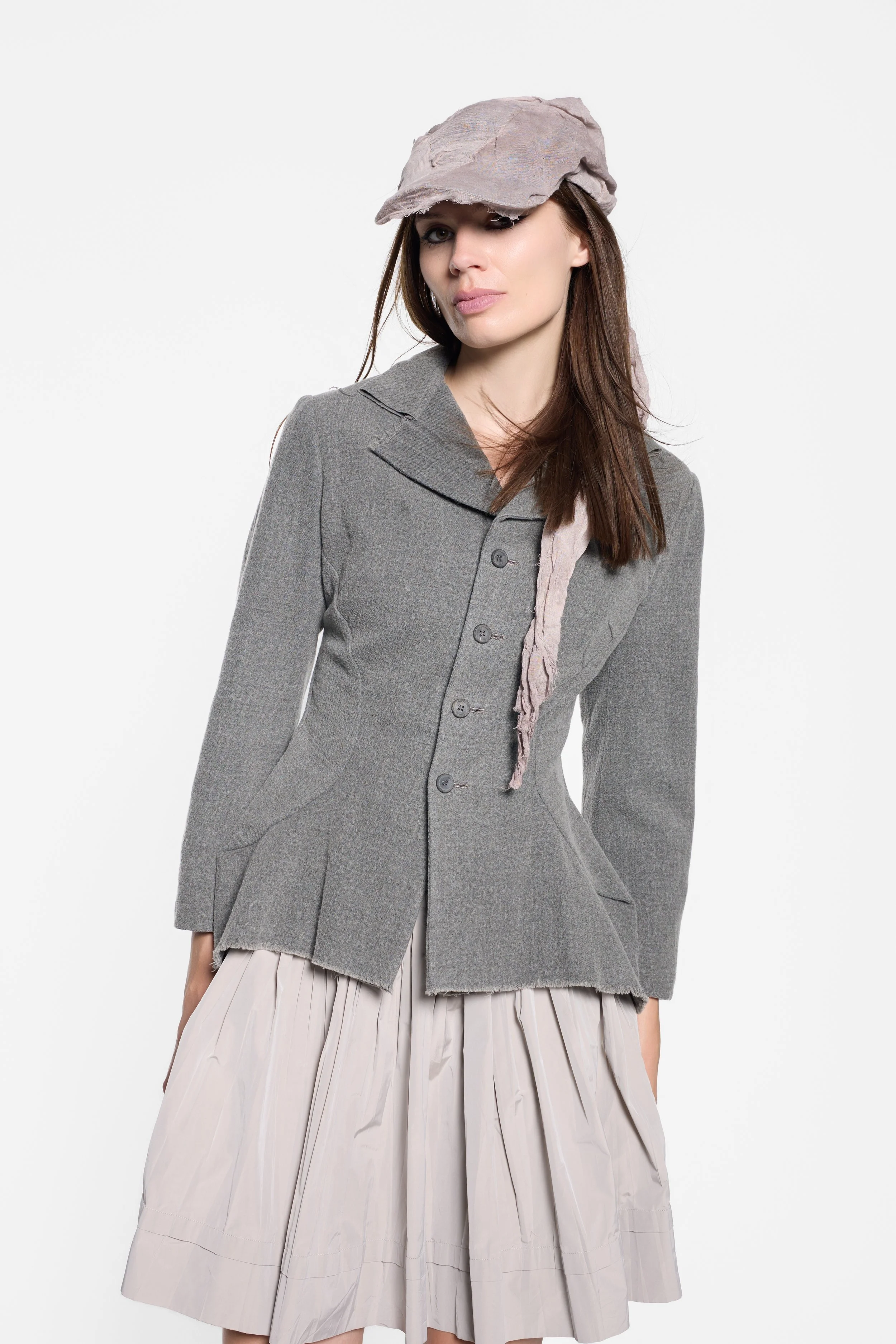 AD02 Junya Watanabe sculpted grey jacket with layered construction