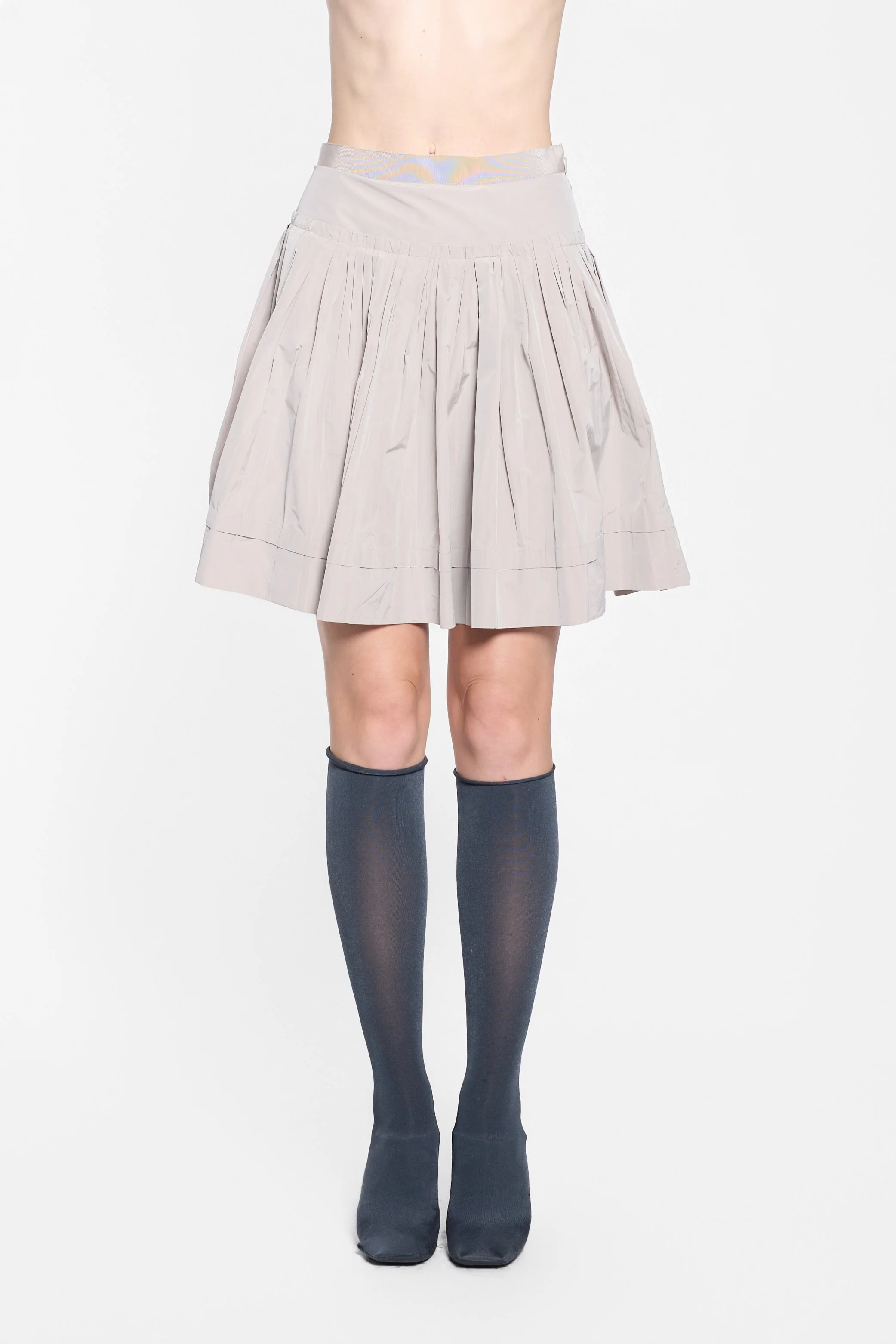 Front view of Untitled grey pleated mini skirt