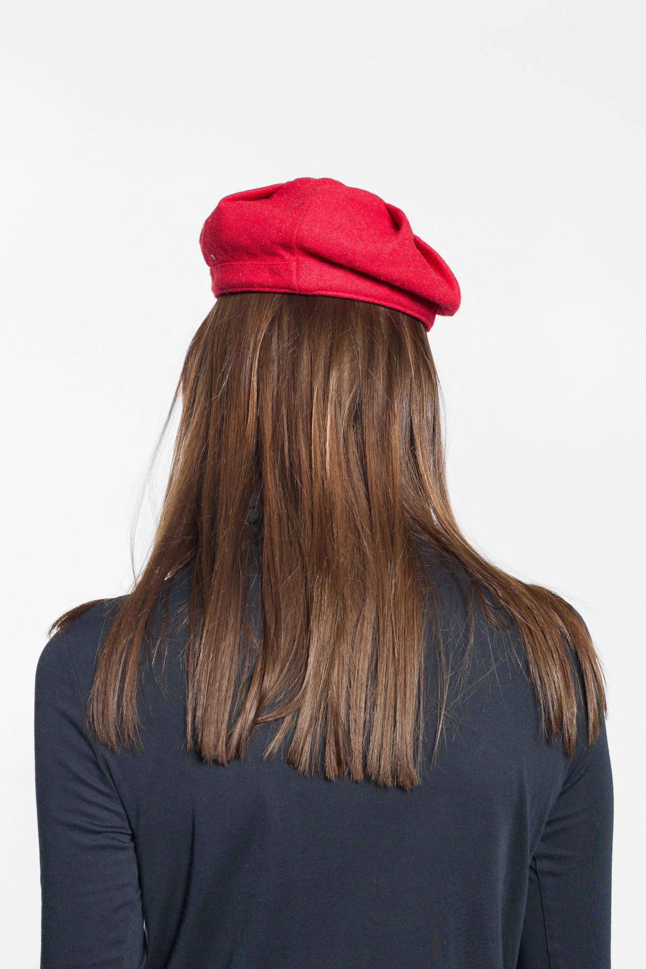 Back view of Y-3 red slouchy wool-blend hat