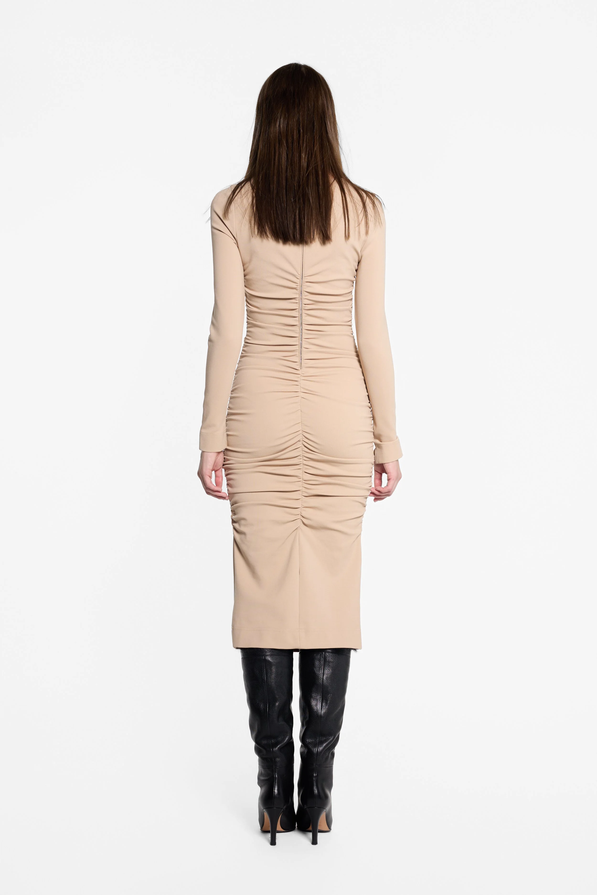 Back view of D&G midi dress with centre-back ruching