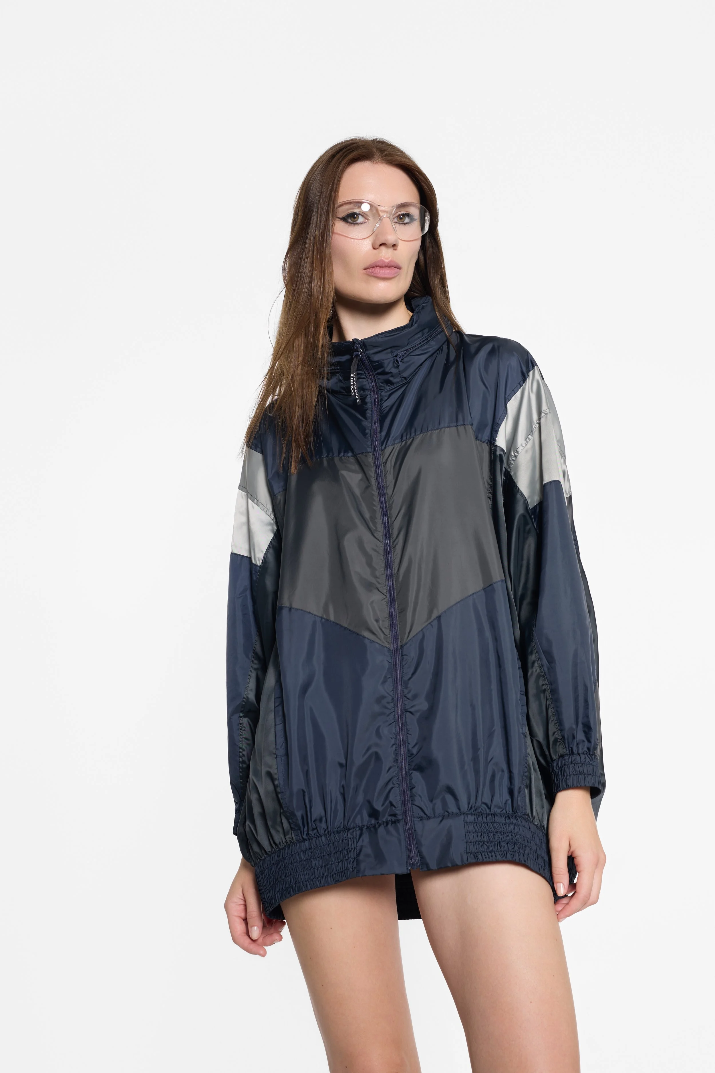 Double Standard oversized windbreaker dress styled on model