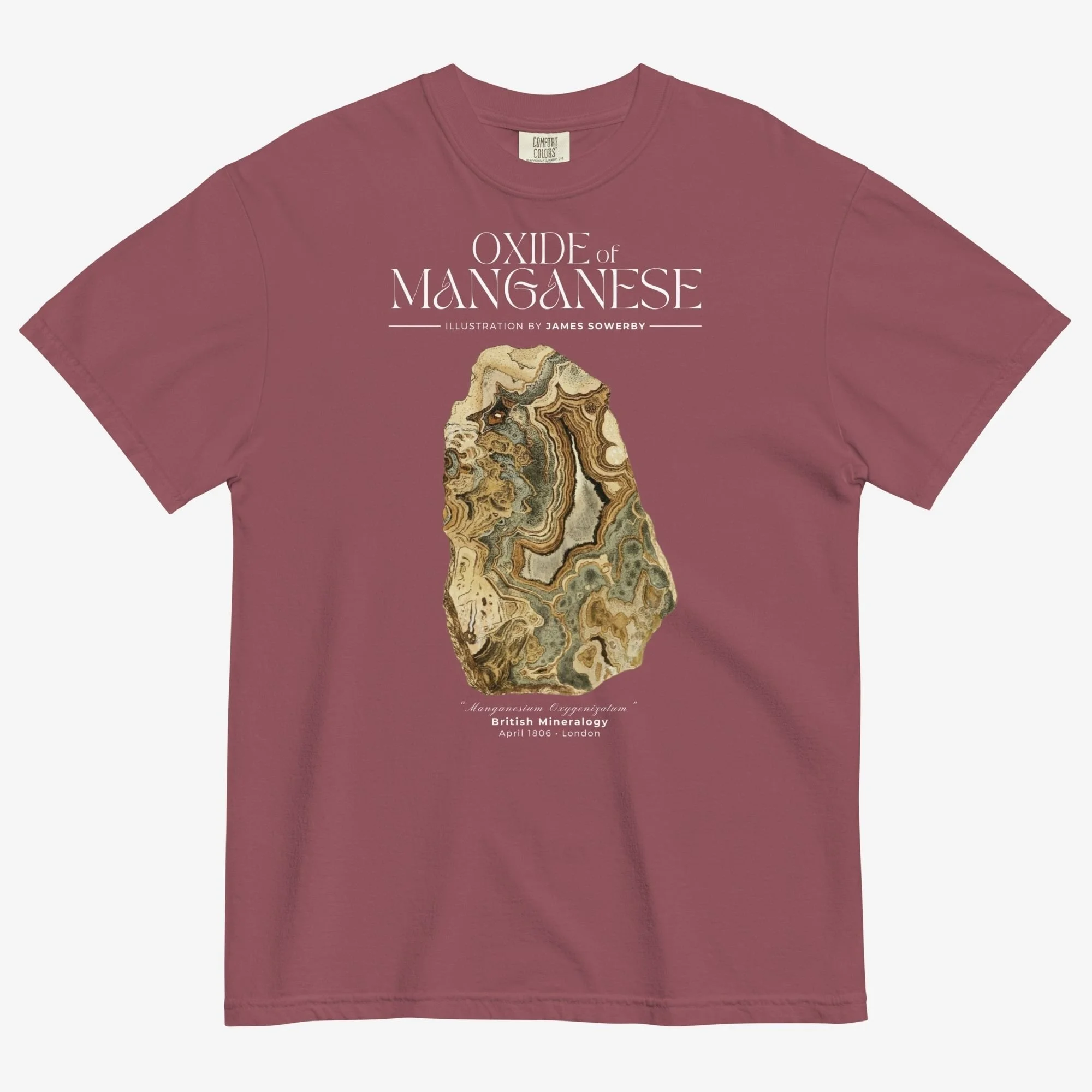 293.jpgFront view of Oxide of Magnesium mineralogy tee, brick colorway