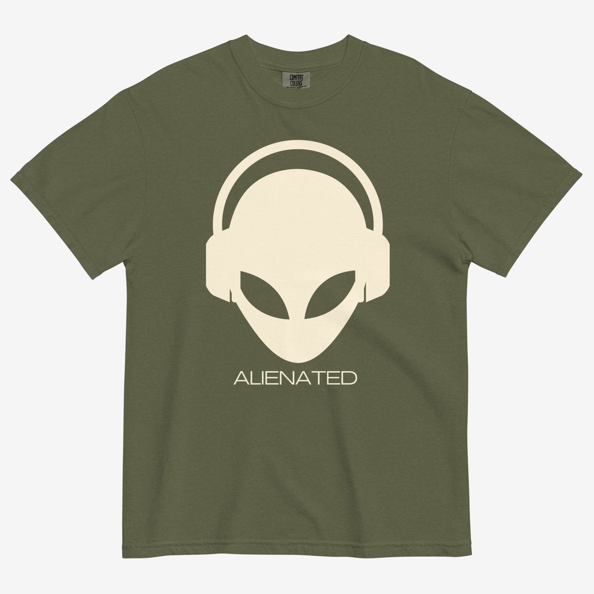 Front view of Alienated tee in hemp colorway