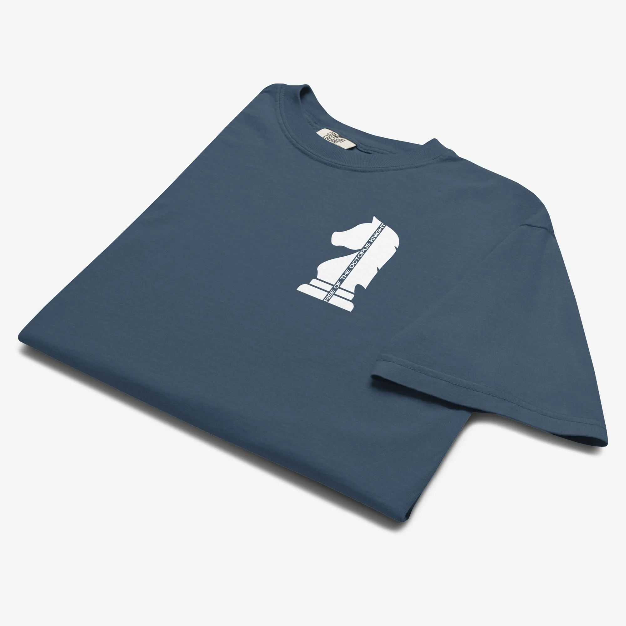 Folded view of Karpov vs Kasparov Rise of the Octopus Knight t-shirt, dark colorway