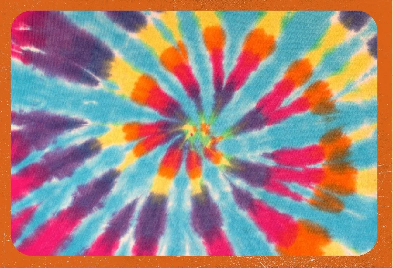 Colorful groovy tie-dye spiral