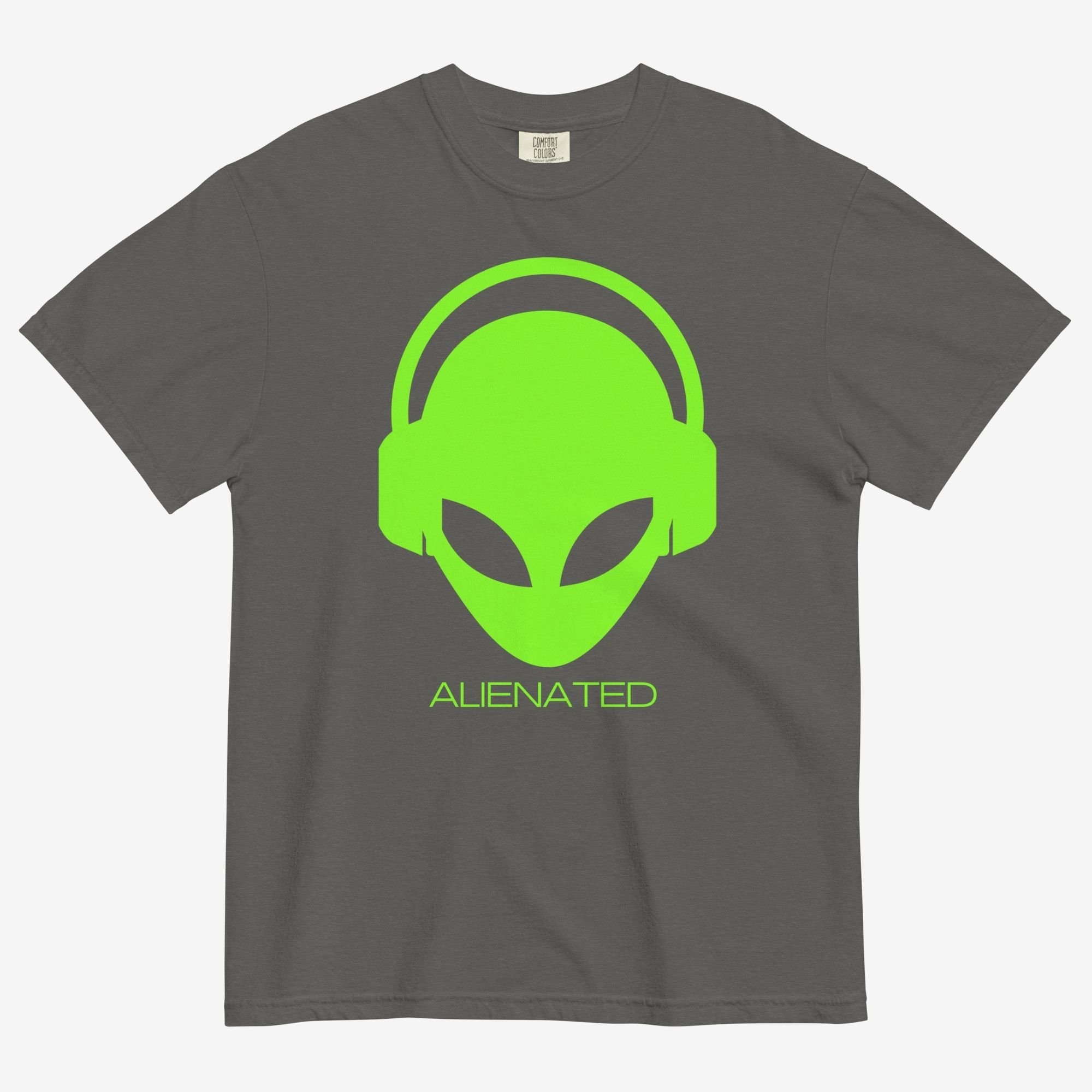 Front view of Alienated tee in pepper colorway