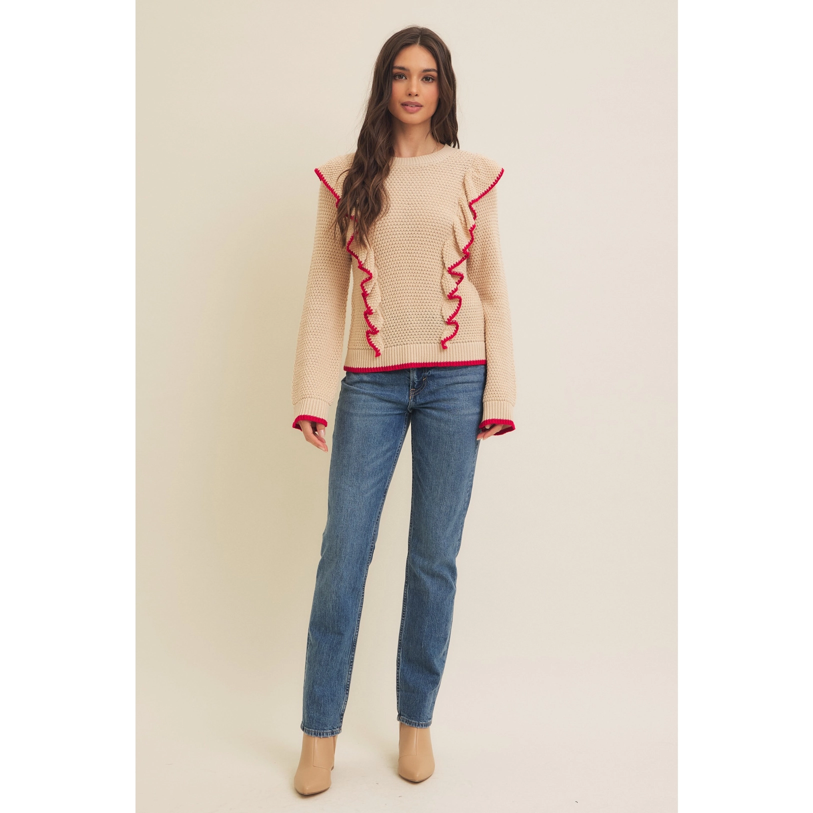 Waffle Frill Sweater