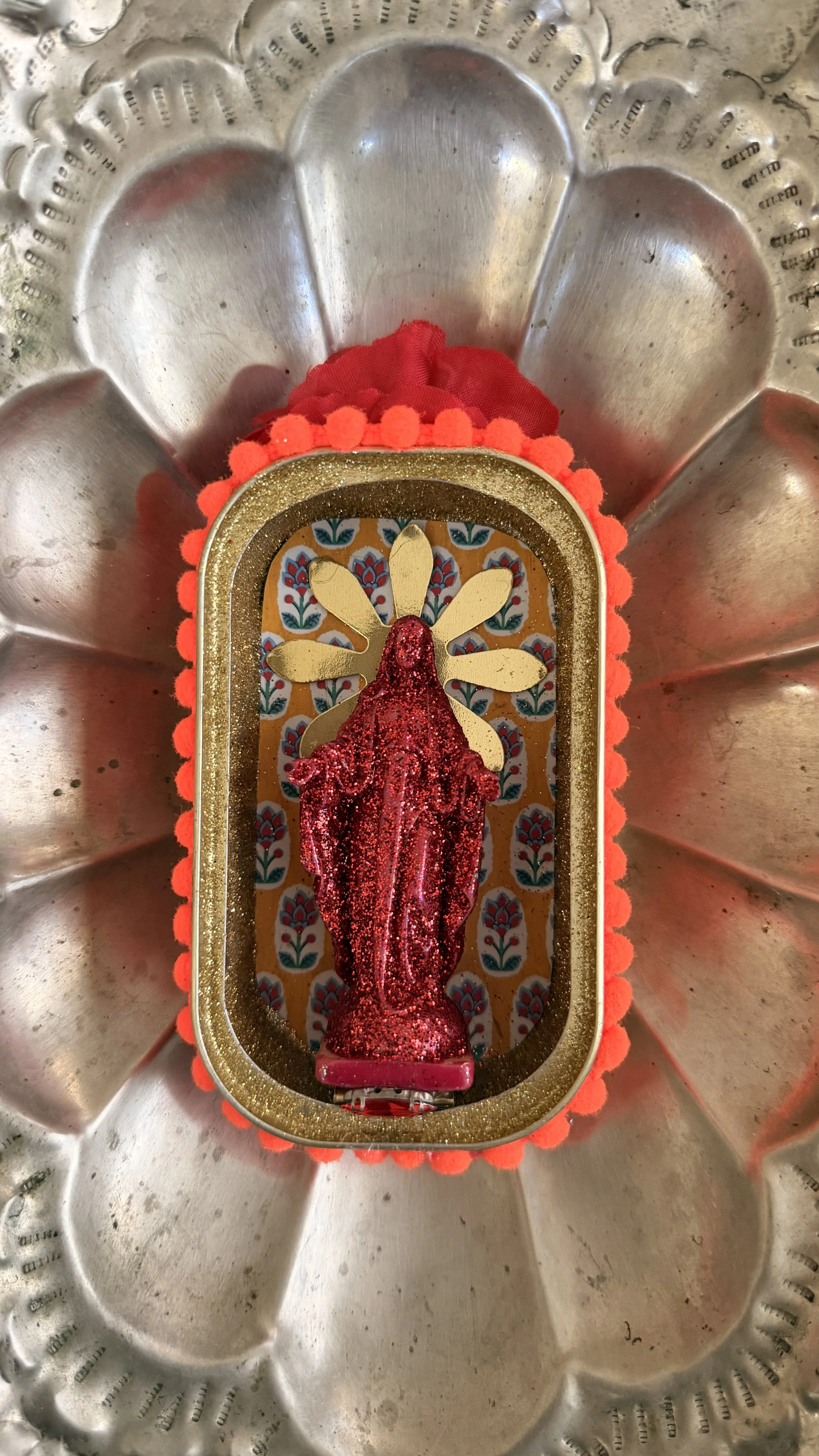 Mother Mary Sardine Can Altar - Orange No. 2