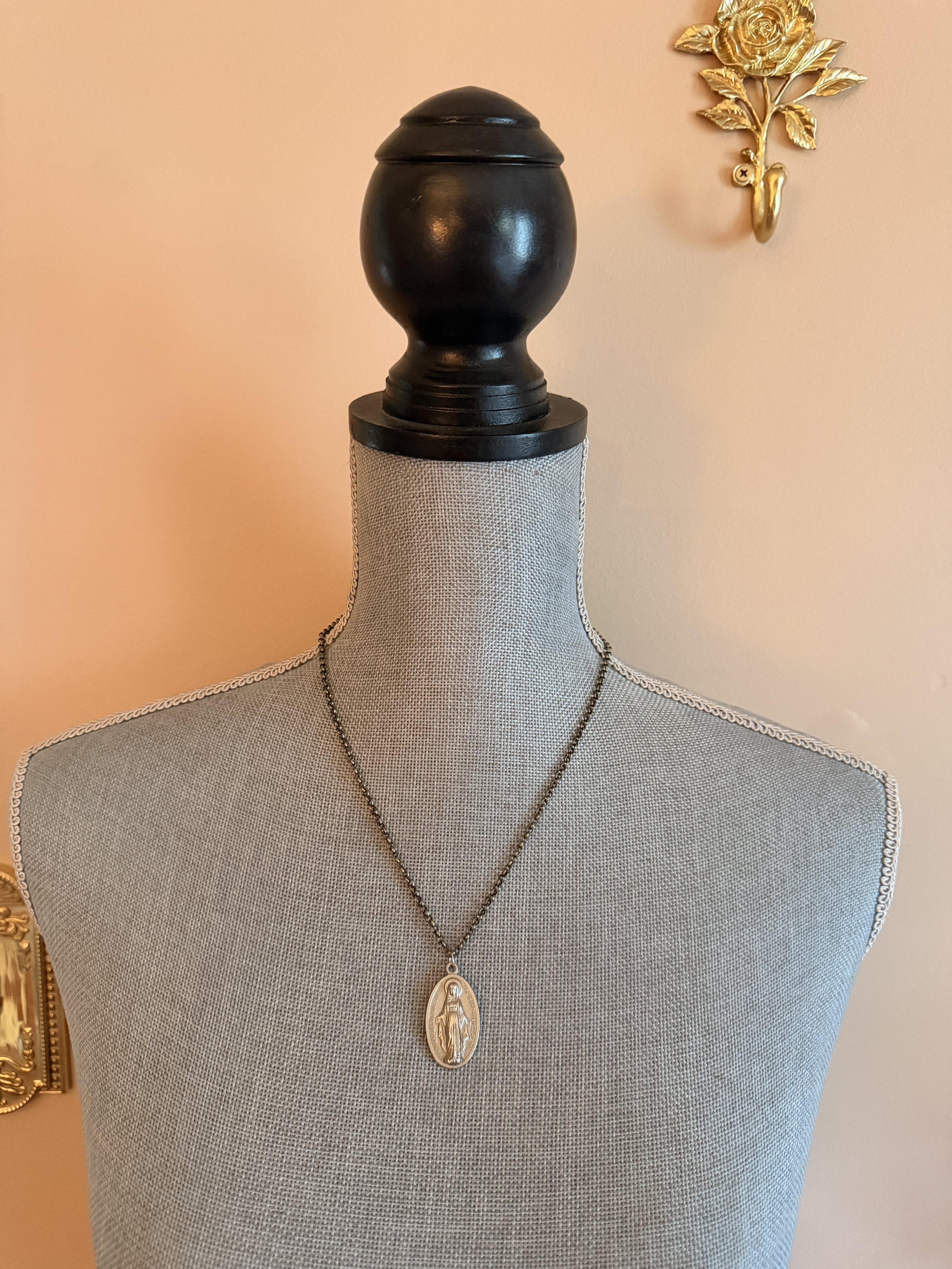 Mother Mary Silver Icon Necklace