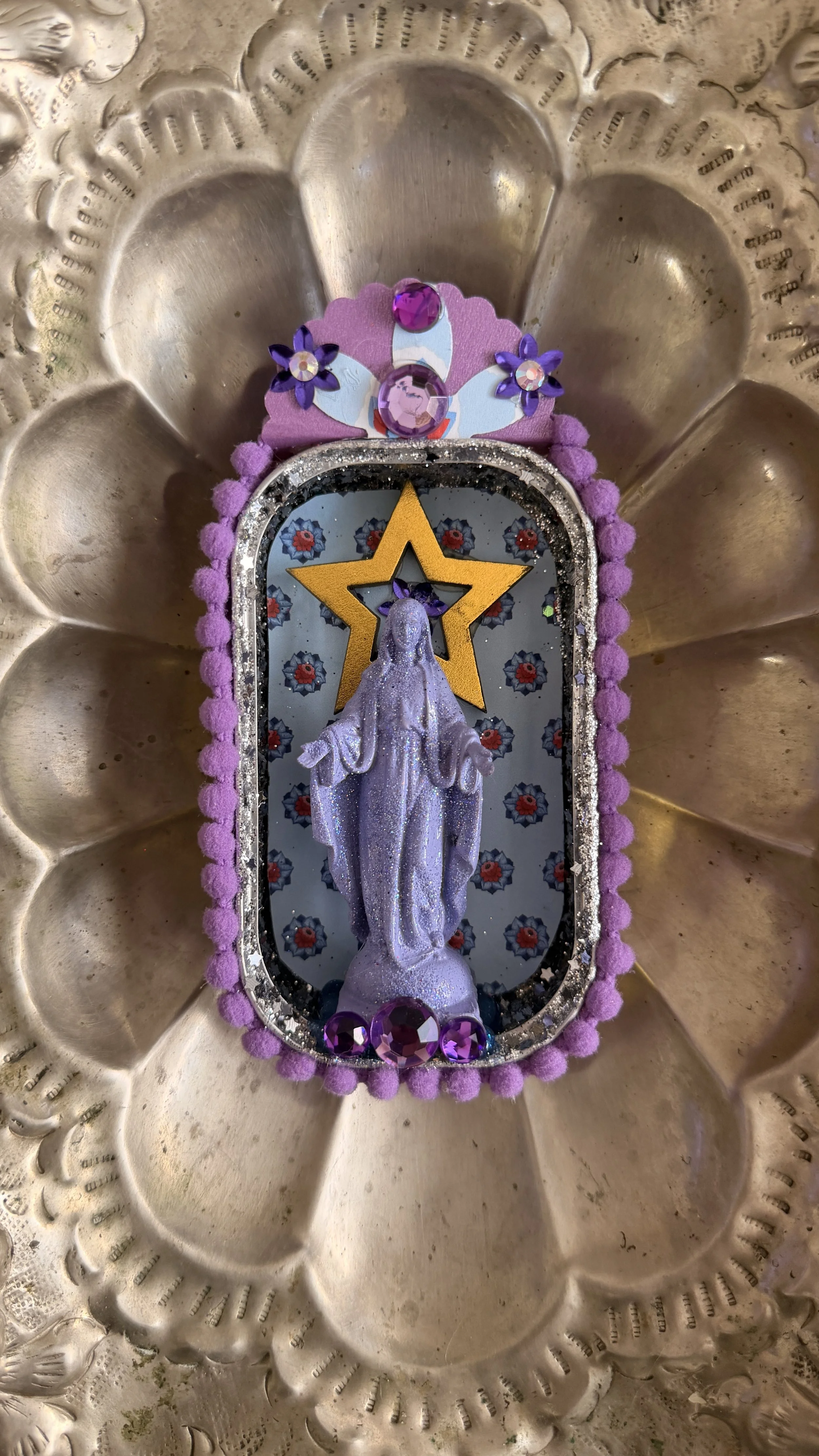 Mother Mary Sardine Can Altar - Lilac No. 3