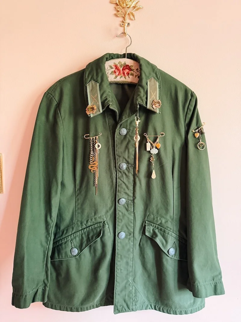 Embellished Vintage Swedish Military Jacket