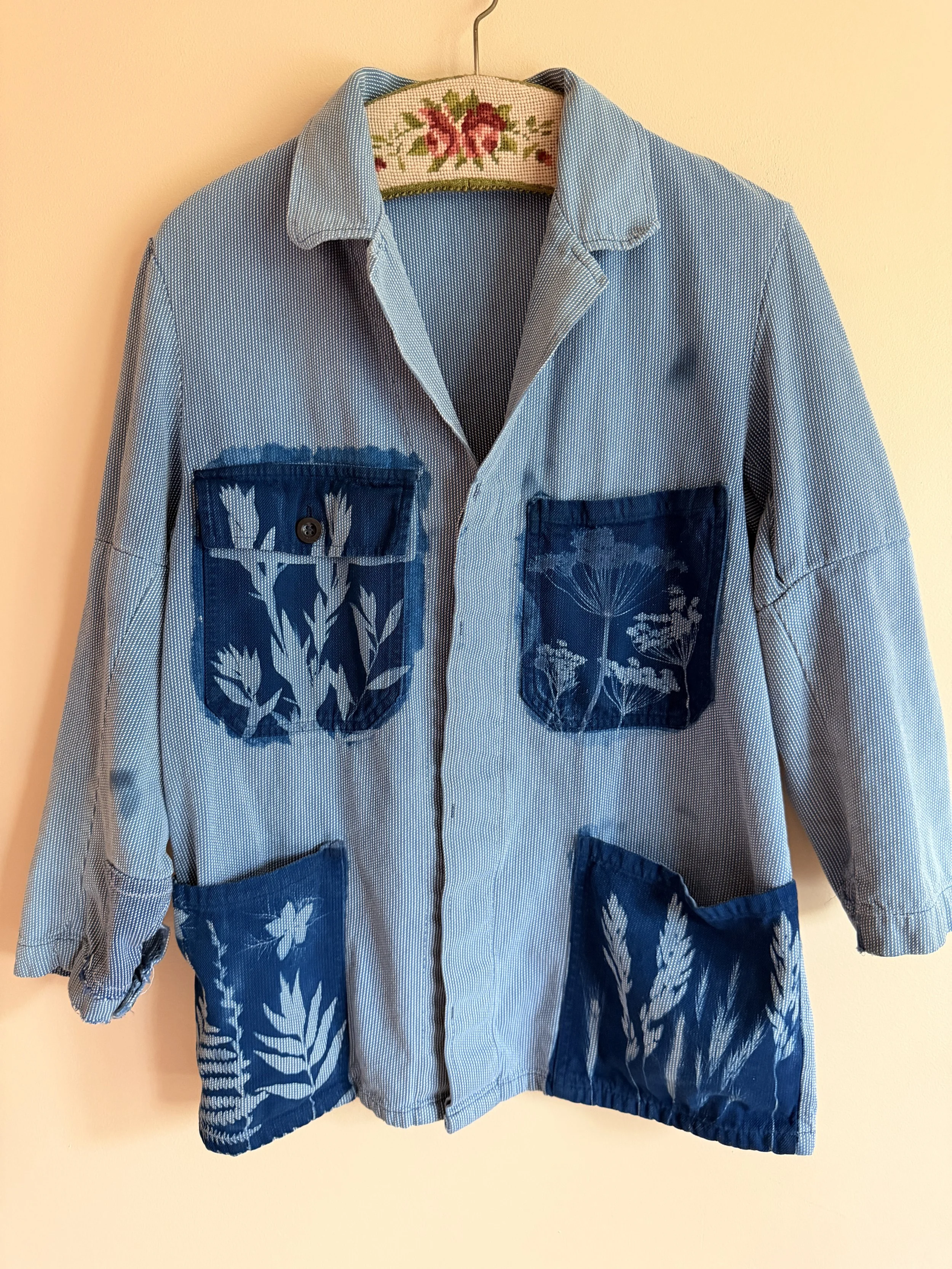 Mugwort Cyanotype Vintage European Chore Coat - S