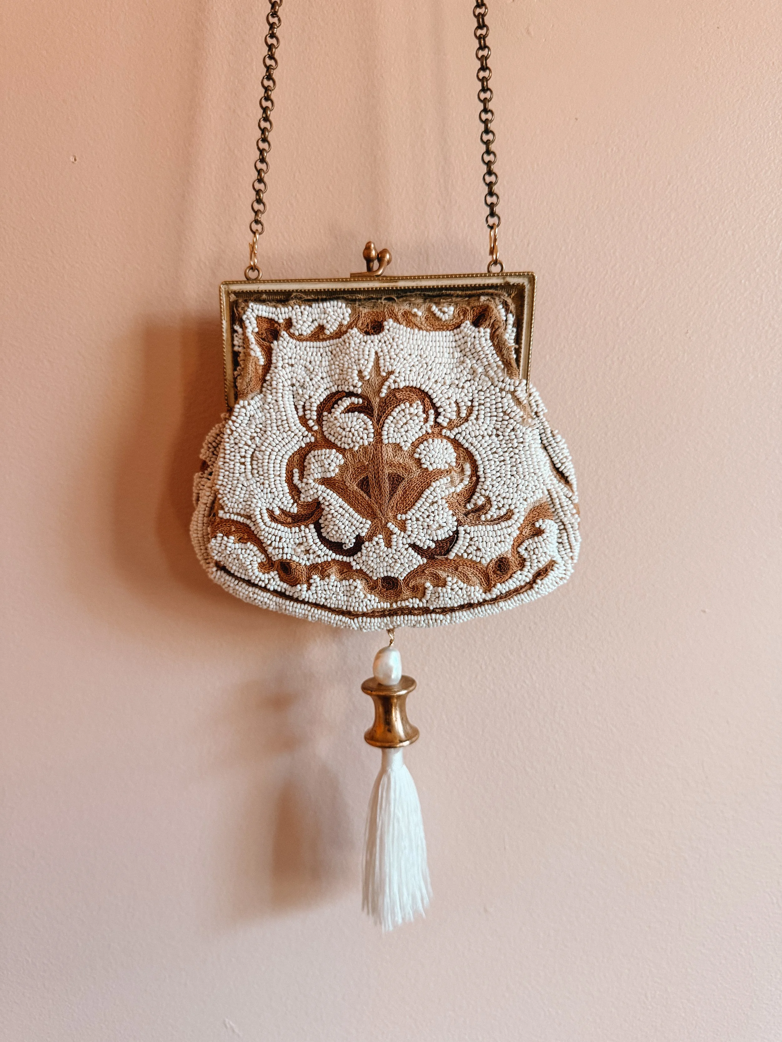 Antique Beaded Bag with Tassel