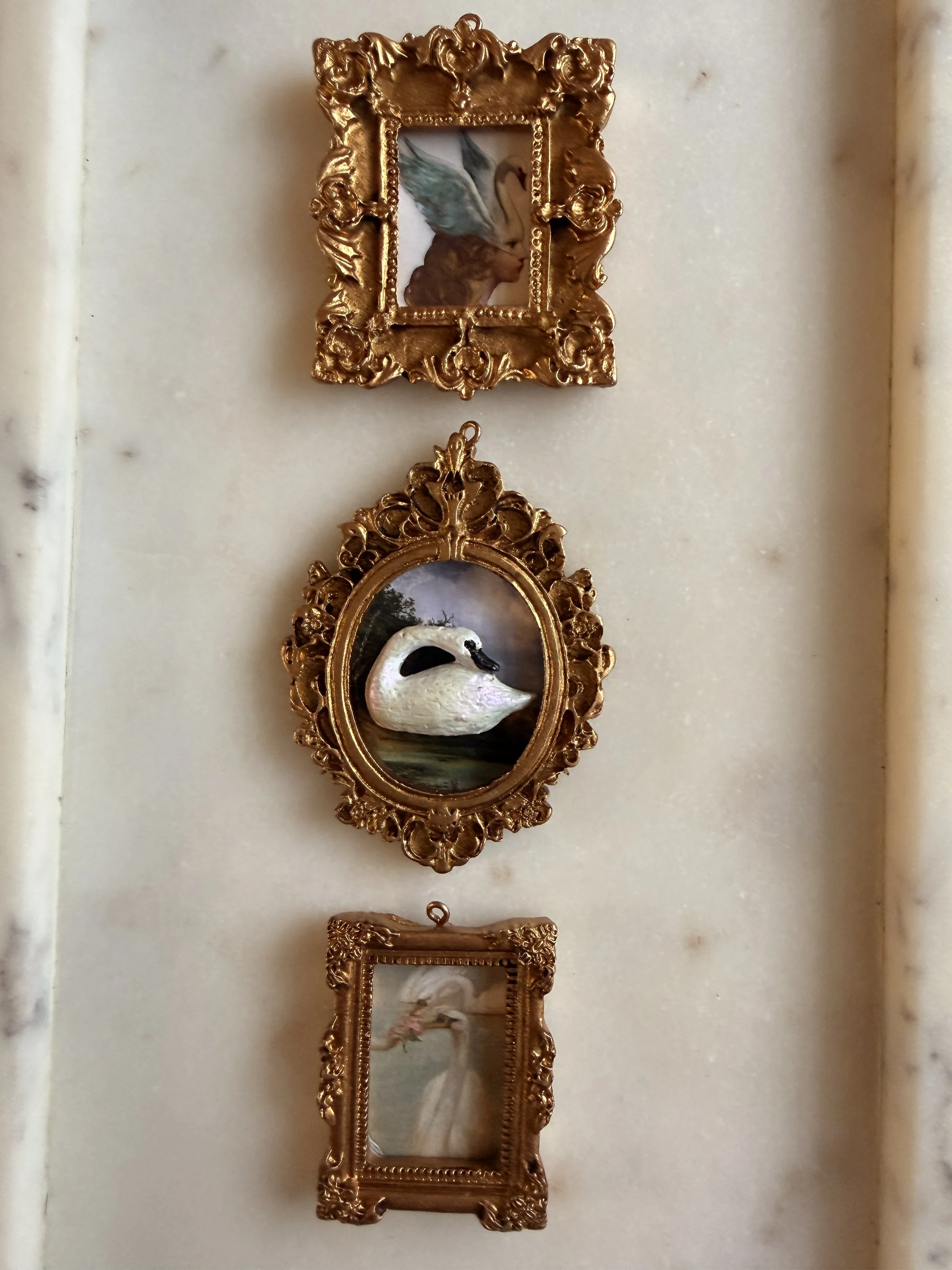 Set of Three Swan Ornaments