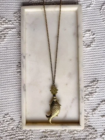 Henbane Brass Fish Floral Amulet