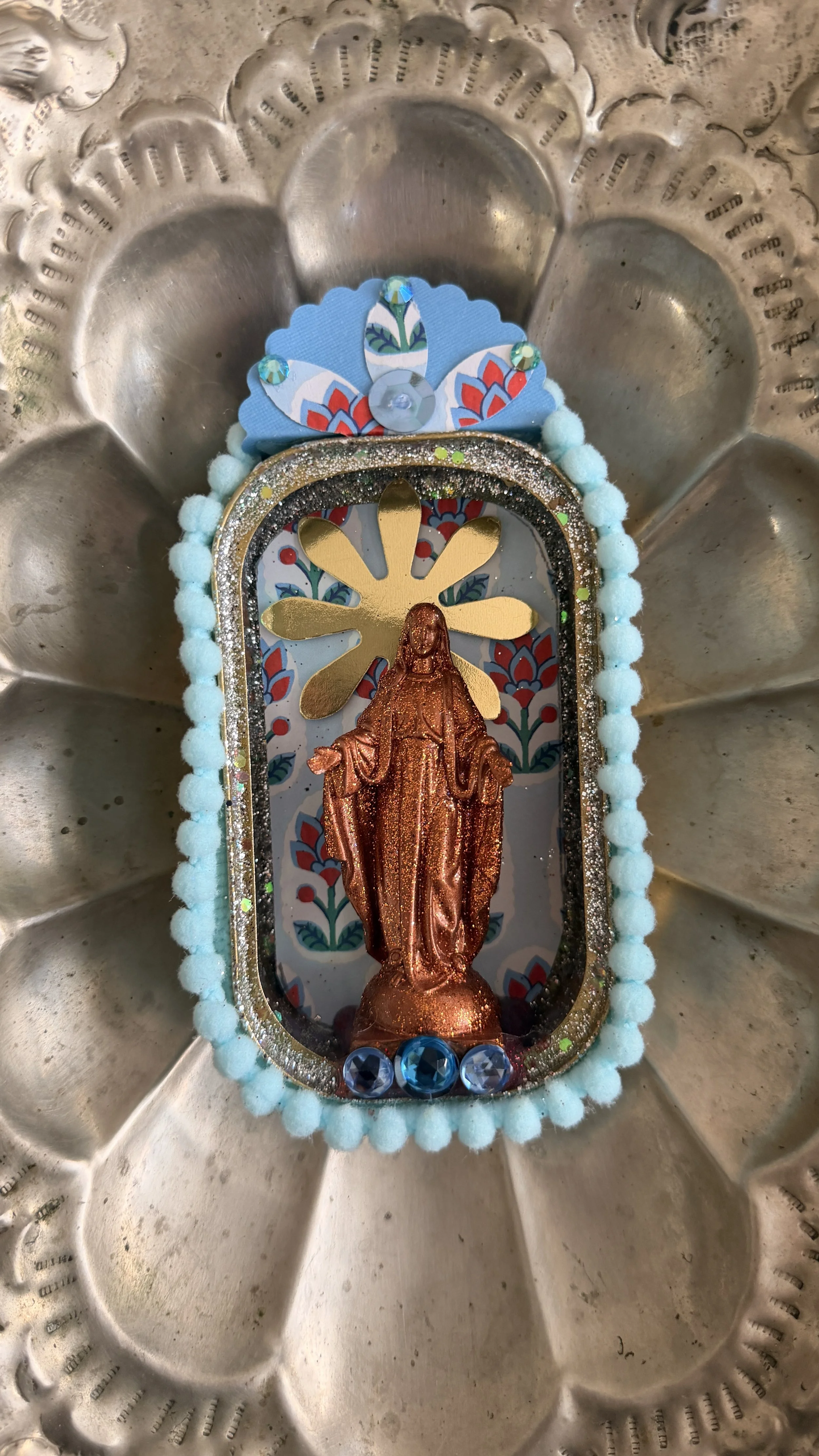 Mother Mary Sardine Can Altar - Lt. Blue No. 23