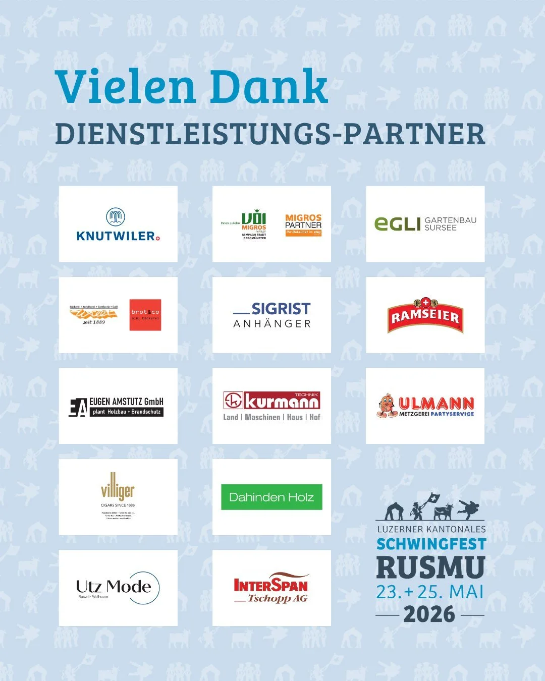 Das Luzerner Kantonale Schwingfest in Ruswil r&uuml;ckt immer n&auml;her. Die Vorbereitungen laufen bereits. 

Ohne unsere Sponsoren w&auml;re das alles nicht m&ouml;glich. Ein grosses DANKE an unsere Dienstleistungs-Partner f&uuml;r die grosse Unter