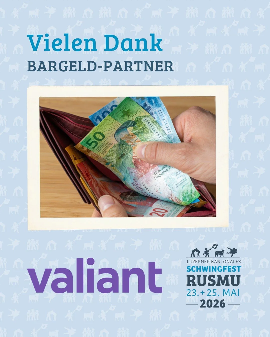 Unser K&ouml;nigspartner @valiantbank &uuml;bernimmt am 106. Luzerner Kantonalen Schwingfest das komplette Bargeld-Handling &ndash; schnell und zuverl&auml;ssig. Weil cleveres Finanzmanagement nicht nur am Event z&auml;hlt, hast du mit dem gratis Lil