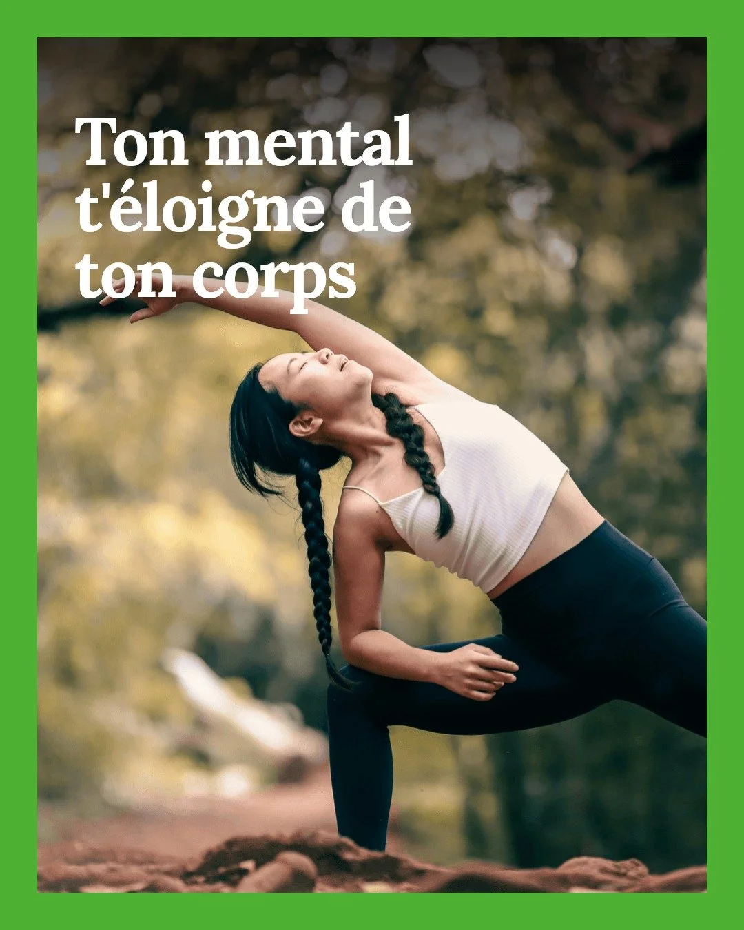 Ton mental tourne en boucle et tu sens que tu t'&eacute;loignes de ton corps ? C'est normal, &ccedil;a arrive &agrave; beaucoup d'entre nous.

Pour revenir &agrave; toi, commence par sentir ta respiration, juste quelques instants. Puis, bouge douceme