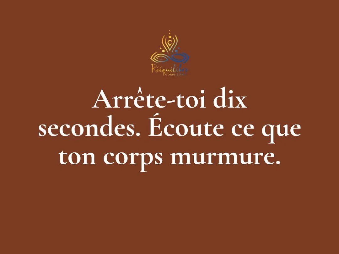 Tu connais ce moment o&ugrave; ton corps parle, mais tu r&eacute;ponds avant m&ecirc;me d'avoir &eacute;cout&eacute; ?

Prends 10 secondes. Juste 10 secondes pour sentir, respirer, accueillir ce qu'il essaie de te dire avant de r&eacute;agir.

C'est 