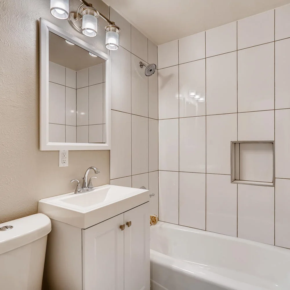 Small spaces - No Problem! Simple updates can make all the difference. This cozy bathroom before and after is a small example of what you can do. Thinking of renovating your home, we are here to help. #HomeTransformation #ColoradoContractor #SmallSpa