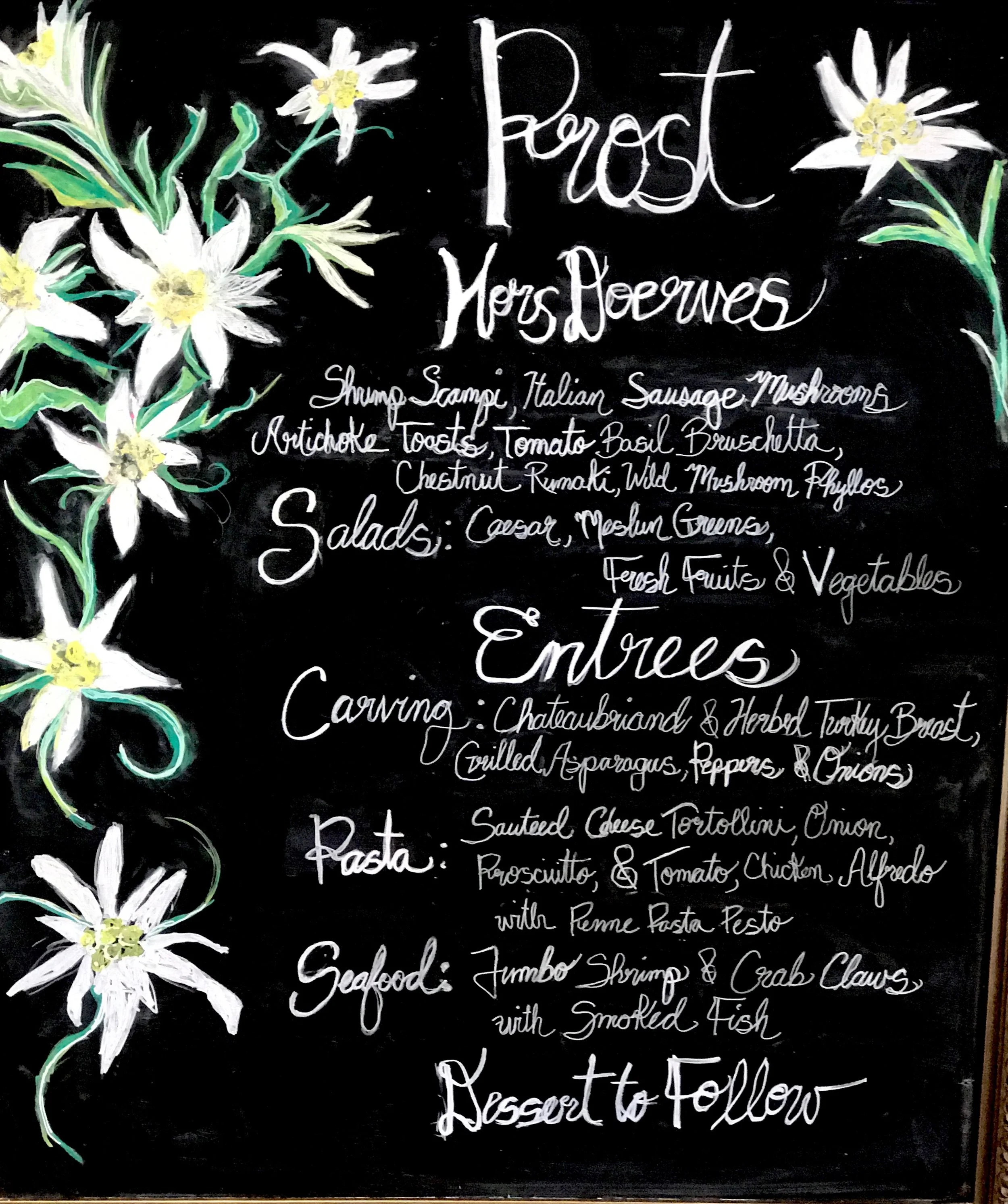 Custom designed menu sign for wedding 