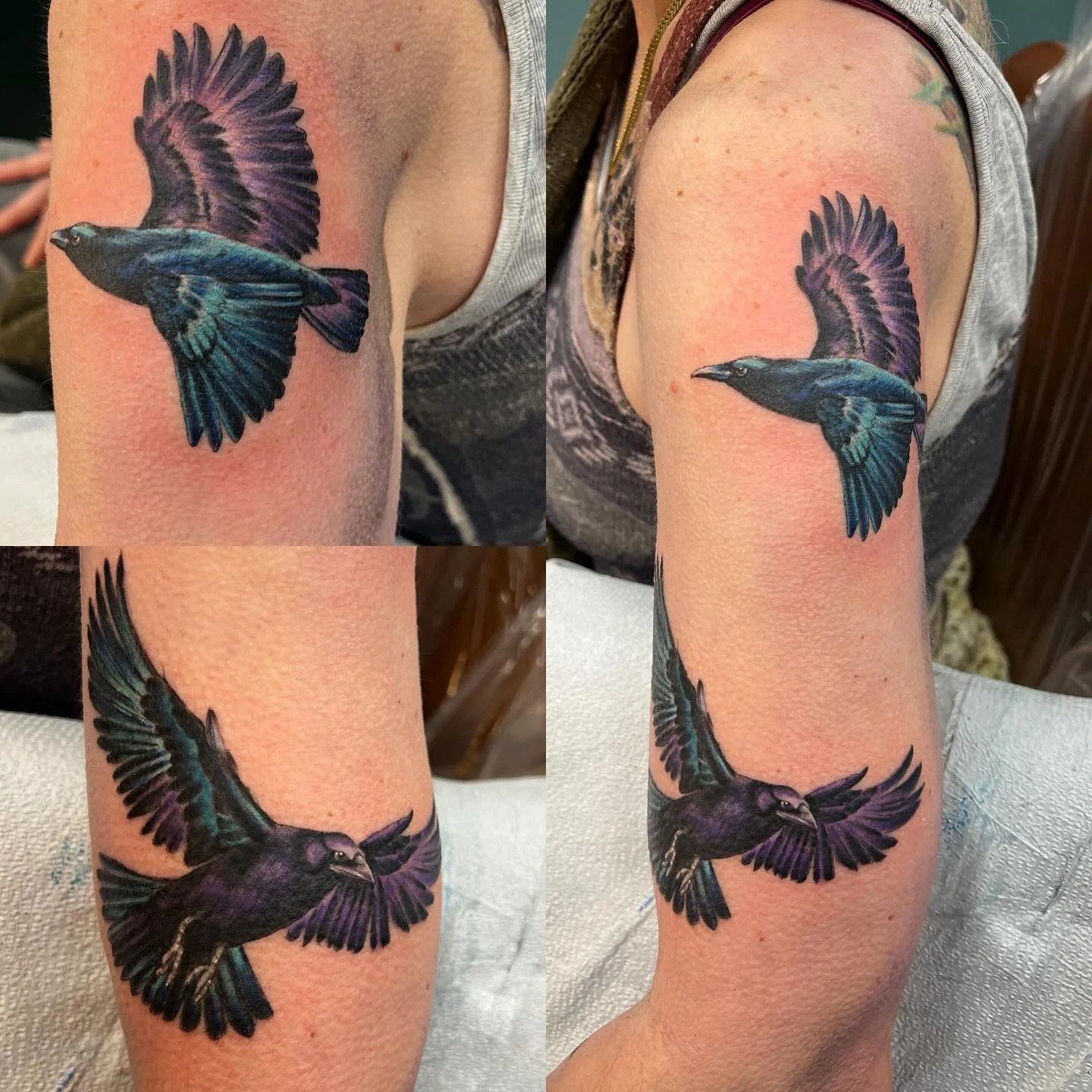 Thank you @catacombsartstudio for always picking cool ideas. #byjim #fiveoneseventattoo #fiveoneseventattoojeannette #tts #graditudetattoosupplyllc #crowtattoo