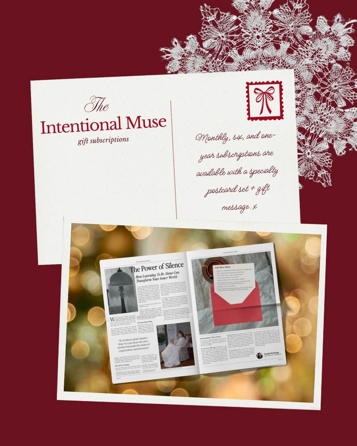 Did you know that The Intentional Muse offers gift subscriptions? 🎁 

We do + we&rsquo;ll send your beloved giftee a goddess postcard set tied with silk ribbon and a personalized message from you! 

DM us GIFT or visit our website to purchase monthl