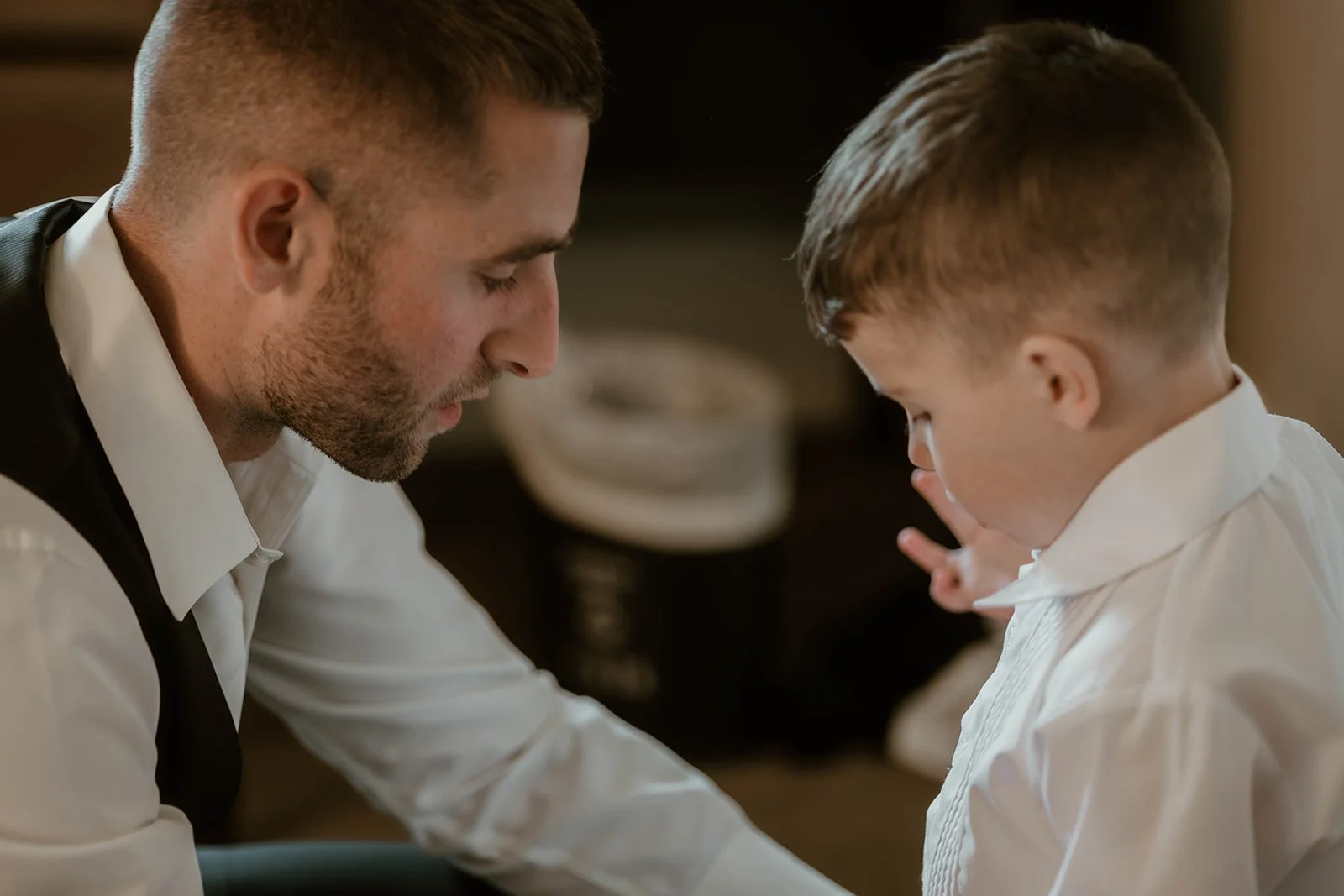 Father-Son Getting Ready Wedding Photo