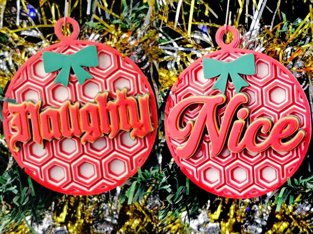 Geometric Naughty & Nice Christmas Baubles