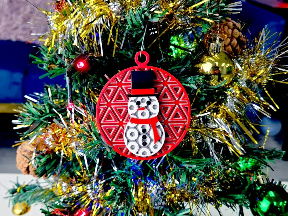 Geometric Snowman Bauble