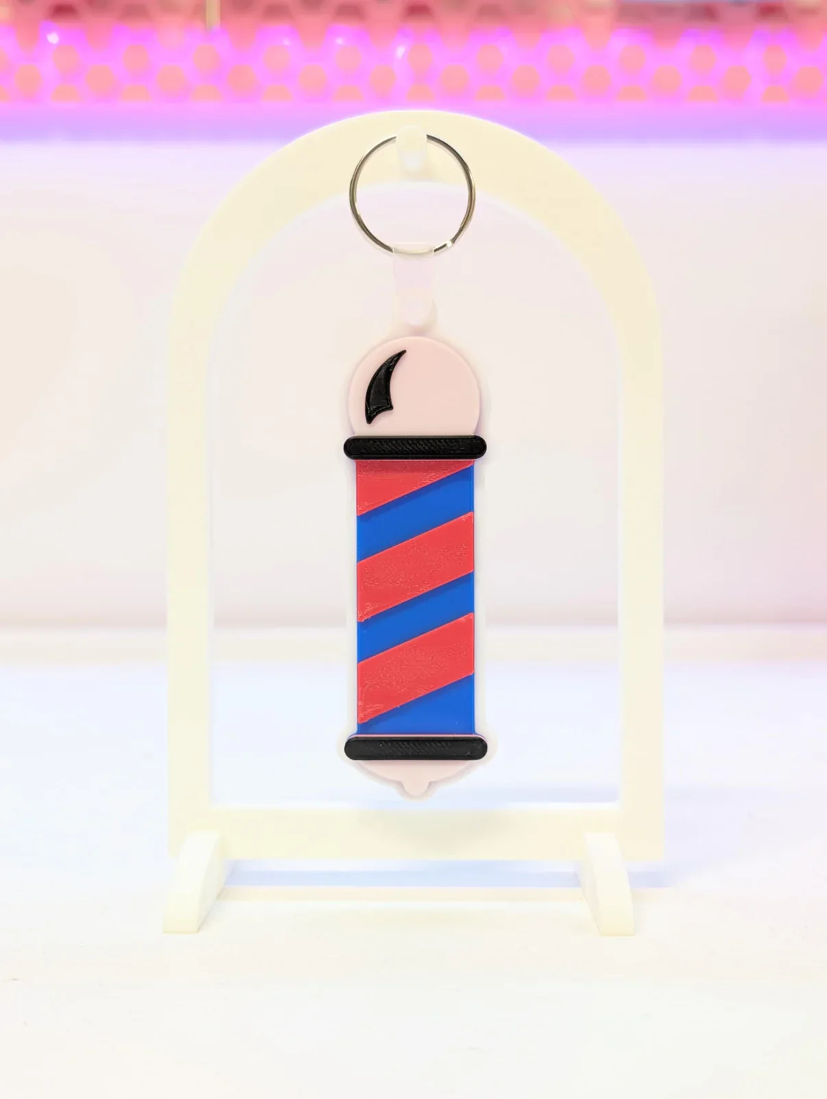 Barber Pole NFC Keyring