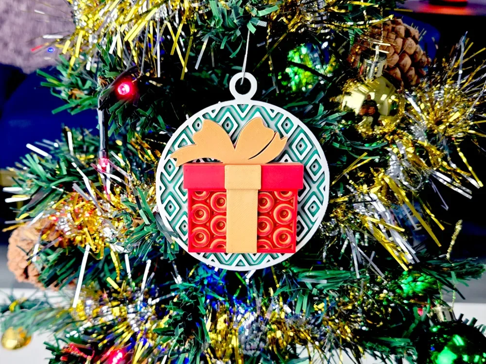 Geometric Christmas Present Bauble