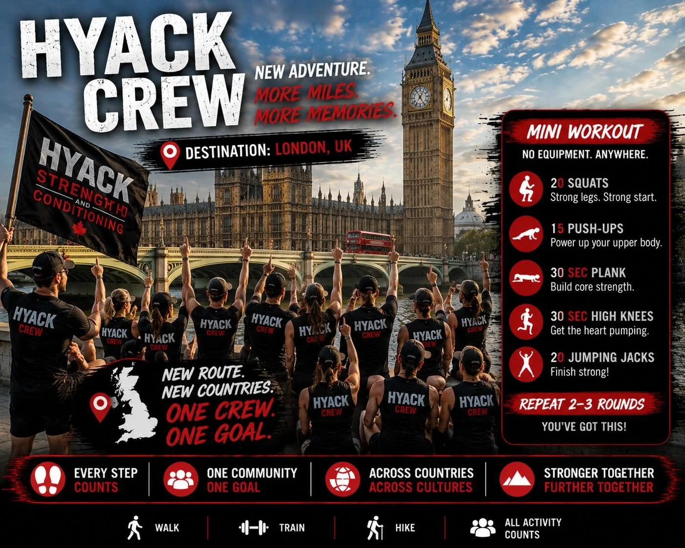 We're in the UK crew!!! 

Attached to the photo is a workout... get after it and send pics! Our journey begins!!