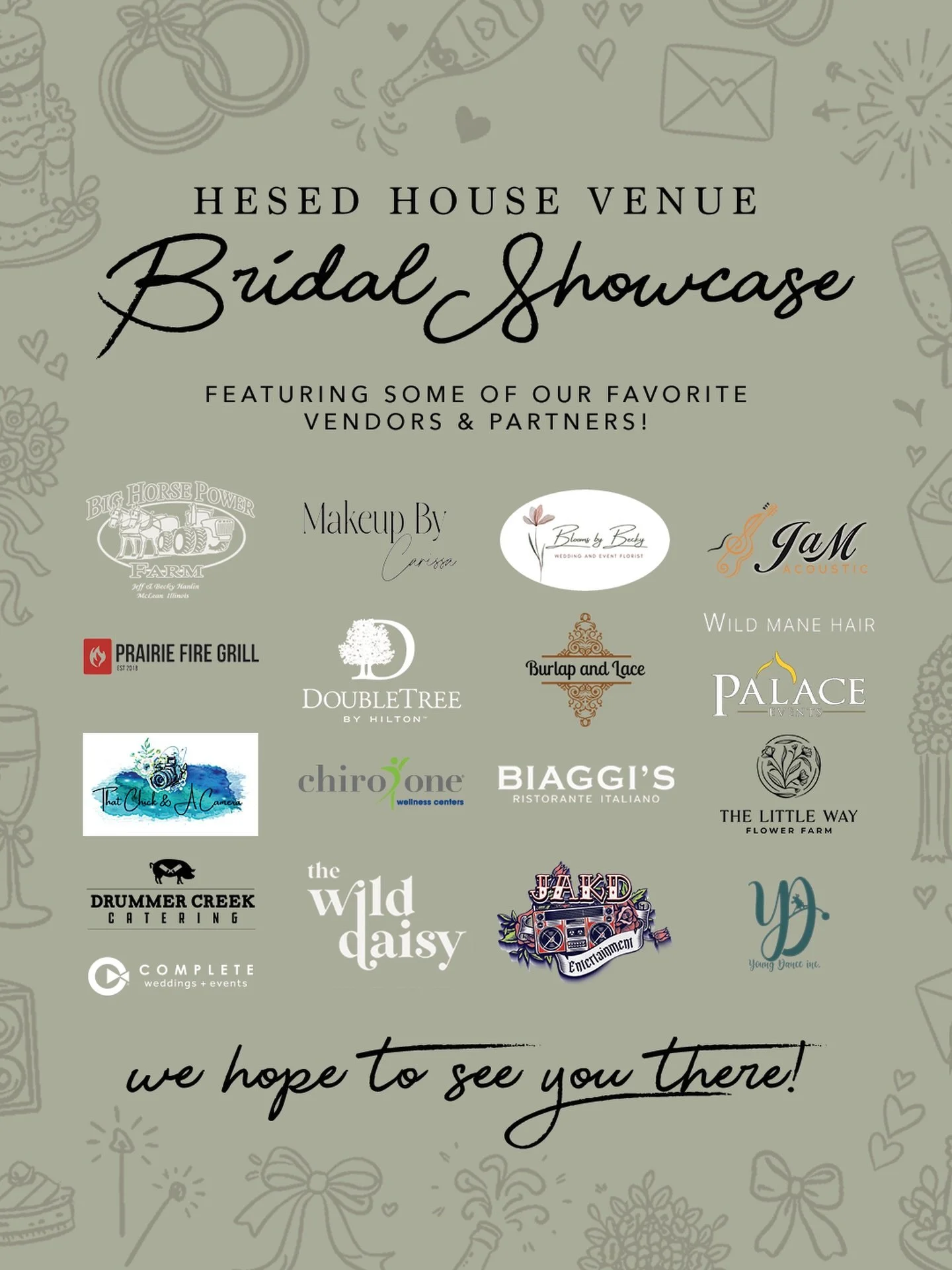 We are thrilled to share some of our favorite vendors who will be joining us for the first ever Hesed House Venue Bridal Showcase ✨ Tickets are selling quickly &mdash; click the link in our bio to save your spot for this exciting event! 

#EventVenue