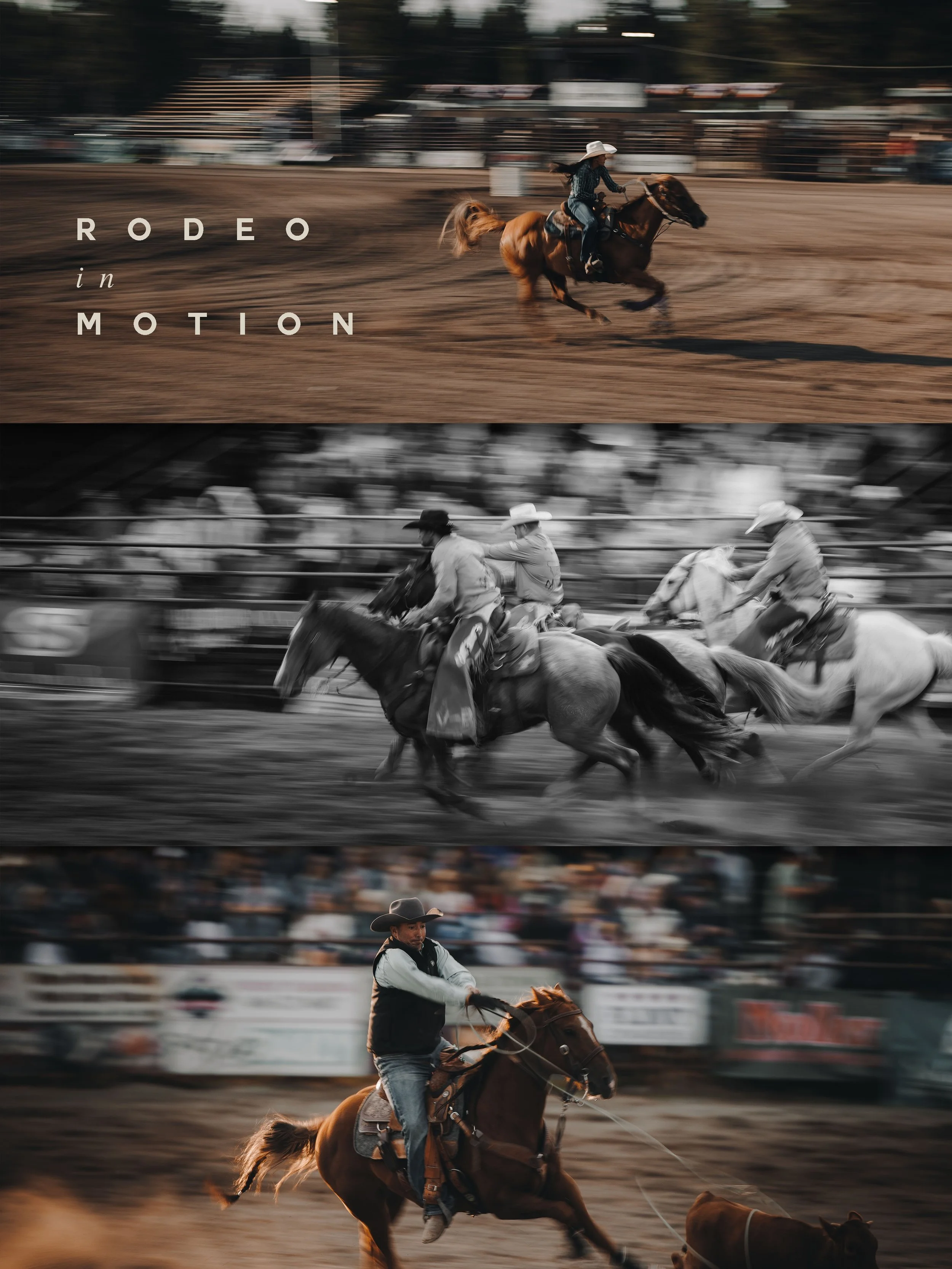 The best part about rodeos is the motion of it all. The whole spectacle is a blur of dust, grit, and glory. Making it stand still in photographs has been one of my greatest joys and funnest challenges over the past couple of years.

There&rsquo;s a s