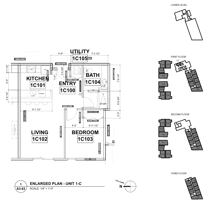 1 Bedroom / 1 Bath - Layout 1-C