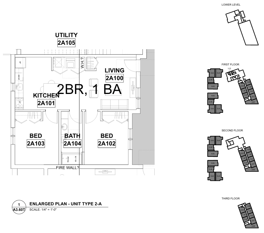 2 Bedroom / 1 Bath - Layout 2-A