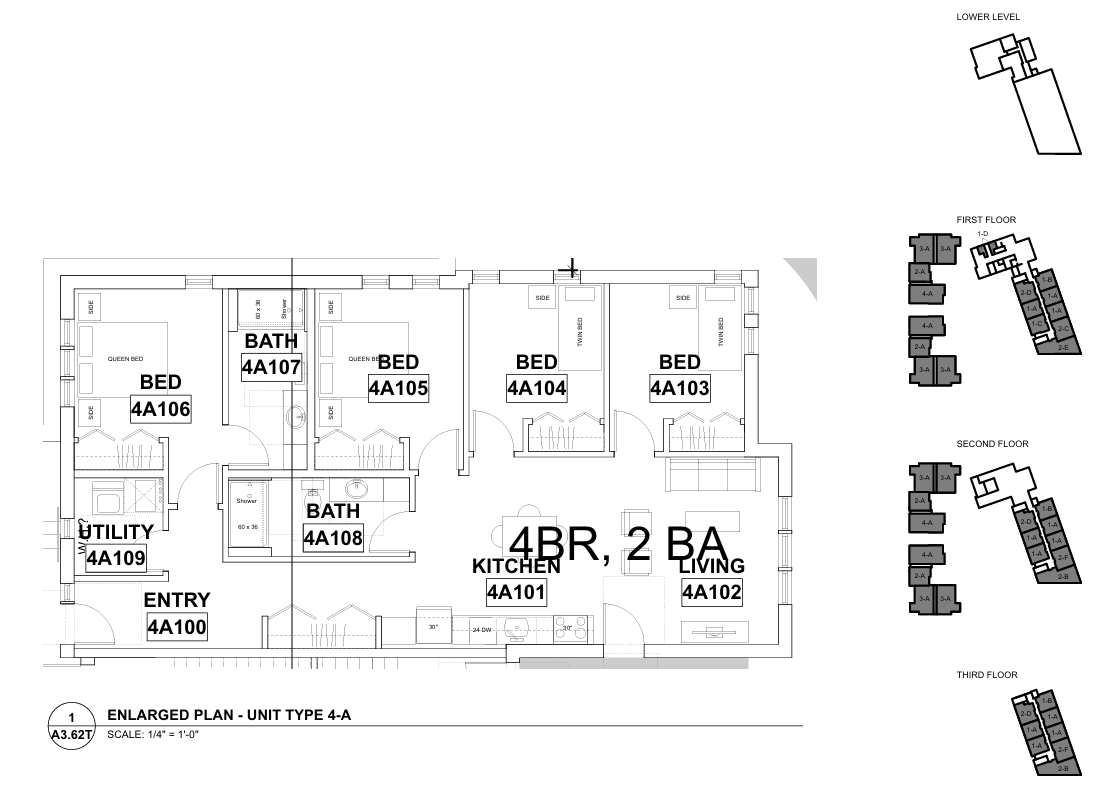 4 Bedroom / 2 Bath - Layout 4-A