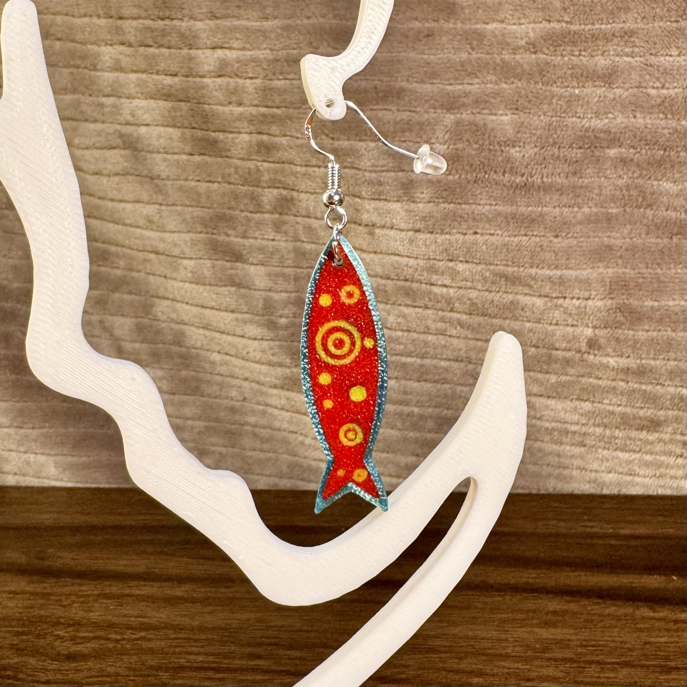 3 color fish earrings