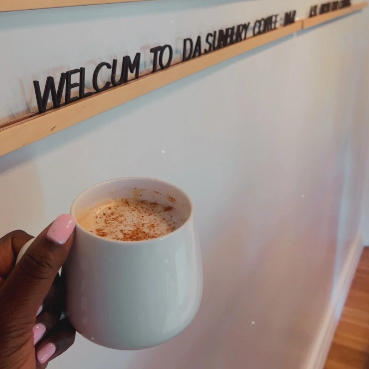 What&rsquo;s in the cup? ☕️ Krystal is sipping on a Sweet Potato Latte. Better come get you one ✨