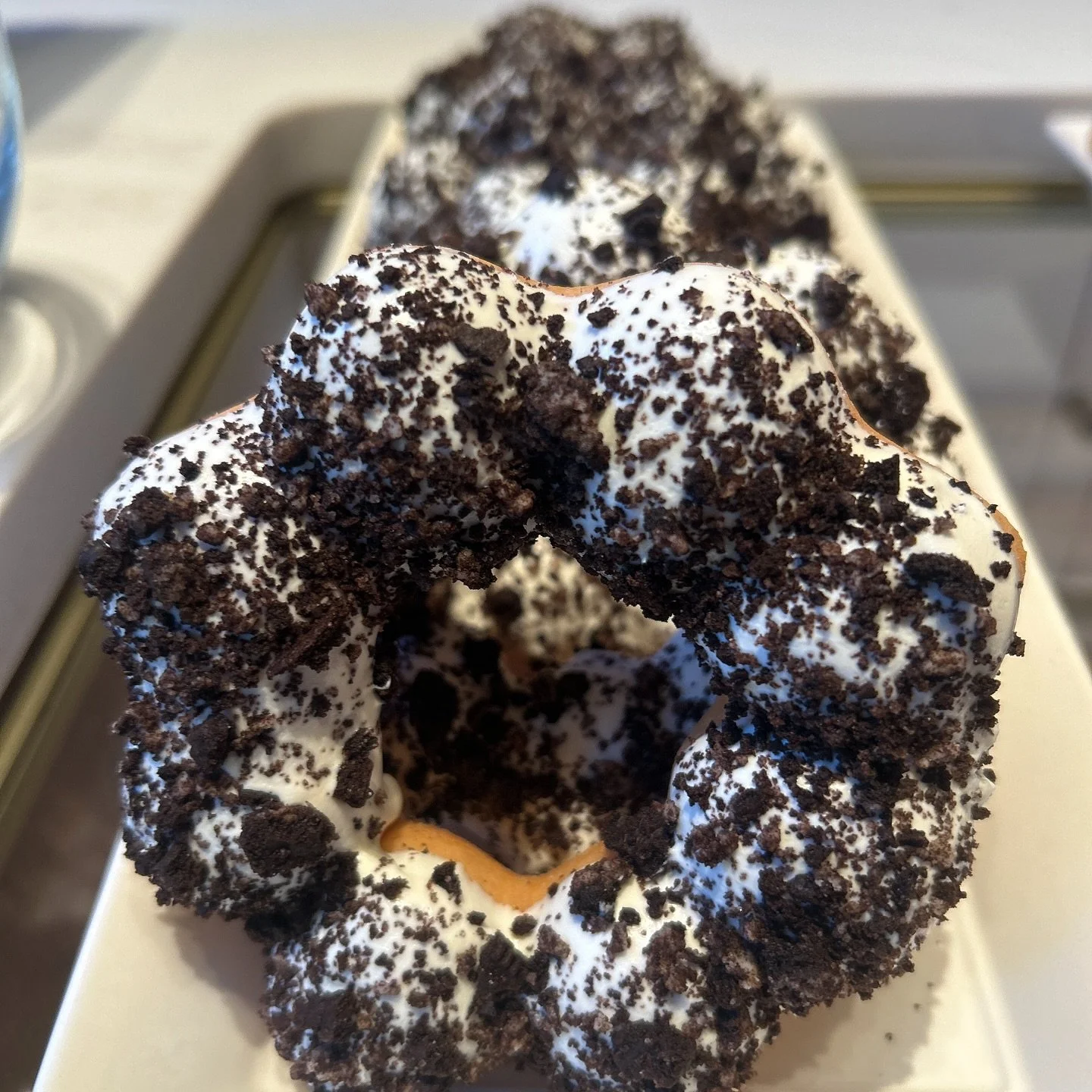 Today&rsquo;s pastry case: Cookies &amp; Cream Mochi Donuts, Sweet Cream Bavarian Croissants, Cronuts, Blueberry Muffins, Cinnamon Rolls, Apple Turnovers. #SunburyCoffeeBar #DowntownHinesville