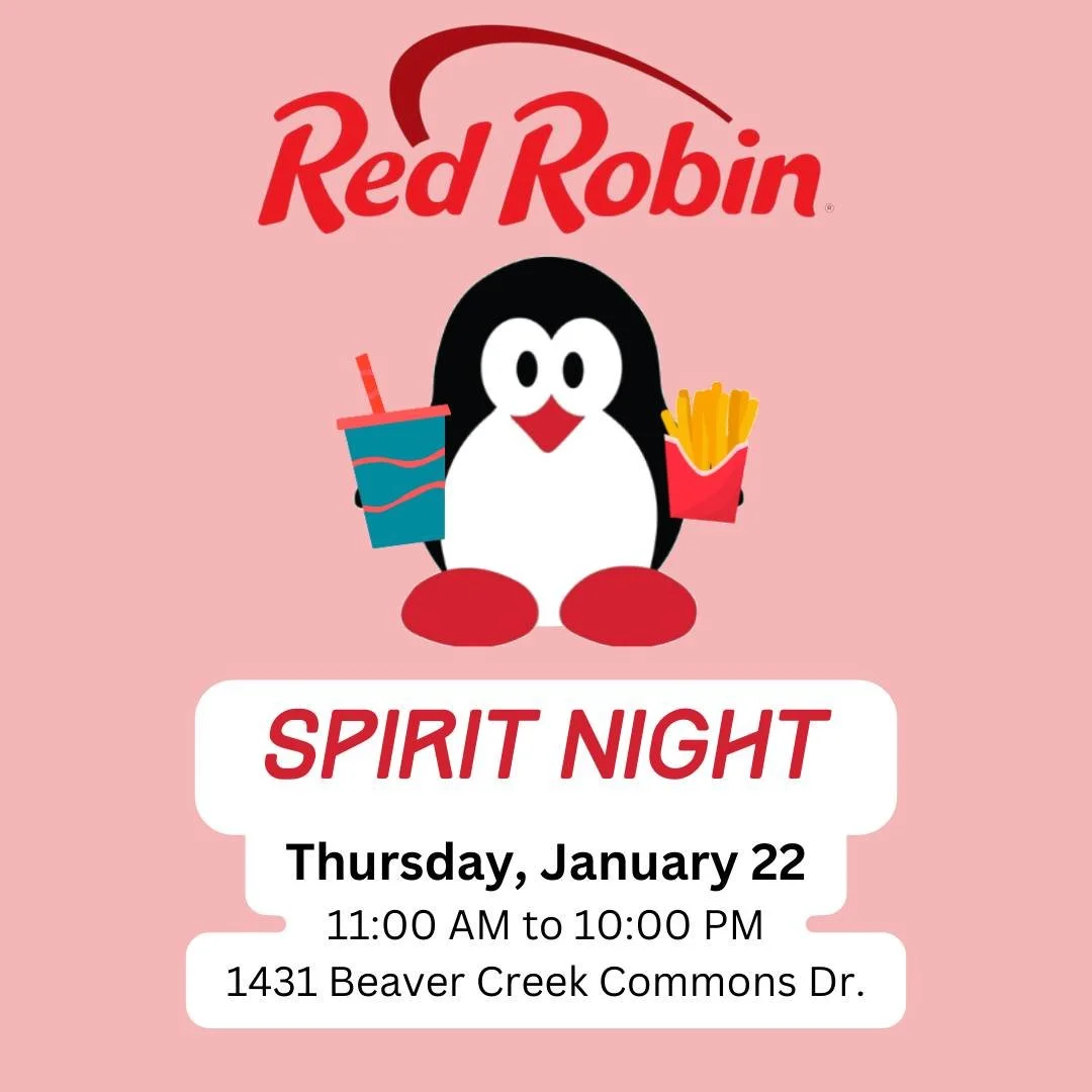 Join us tomorrow for food and fun - all while raising money for our PTA! See you there! 🐧🥤🍟🍔