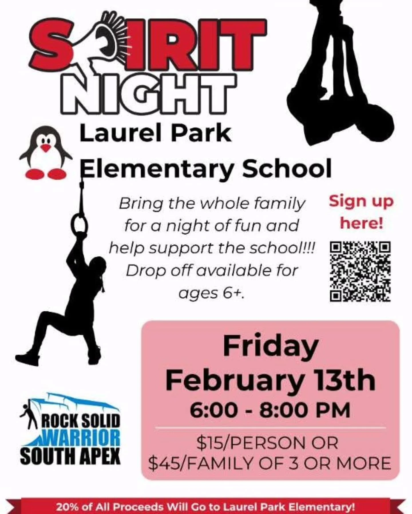 Save the Date for our upcoming Spirit Night at Rock Solid Warrior! February 13th! Bring the whole family for a fun night and help support LPES!