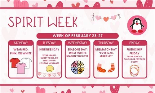 Spirit Week starts tomorrow. Participation is not required but encouraged!