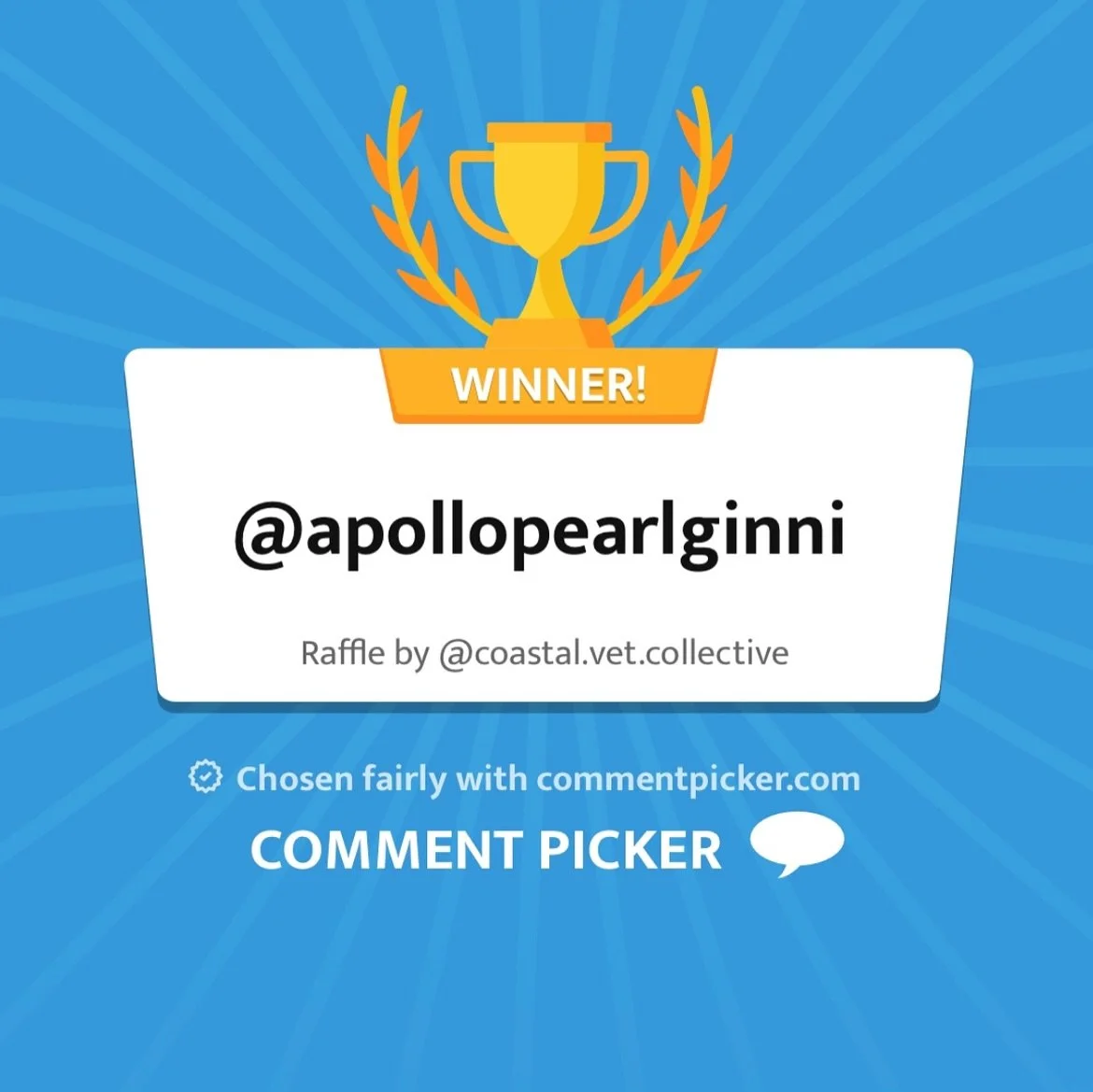 🏆PET HAMPER GIVEAWAY WINNER🏆 

A huge thank you to the people who entered our social media competition on both Instagram and Facebook, we had over 300 entries ! 
Your comments and support mean alot to our team 🐾

We&rsquo;re excited to announce th