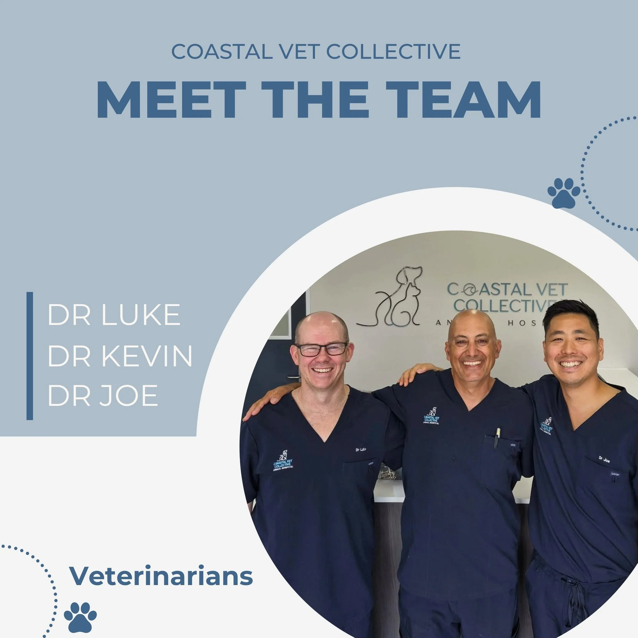 🐾 Reintroducing our Veterinarians here at Coastal Vet Collective 🐾

They may be a familiar face, having worked across the Illawarra for over 20 years. They are now together at CVC, a 100% privately owned clinic providing the highest standard of vet