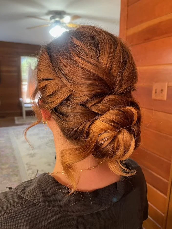 textured-twisted-low-bun-bridesmaid-maple-lane-farm-tn